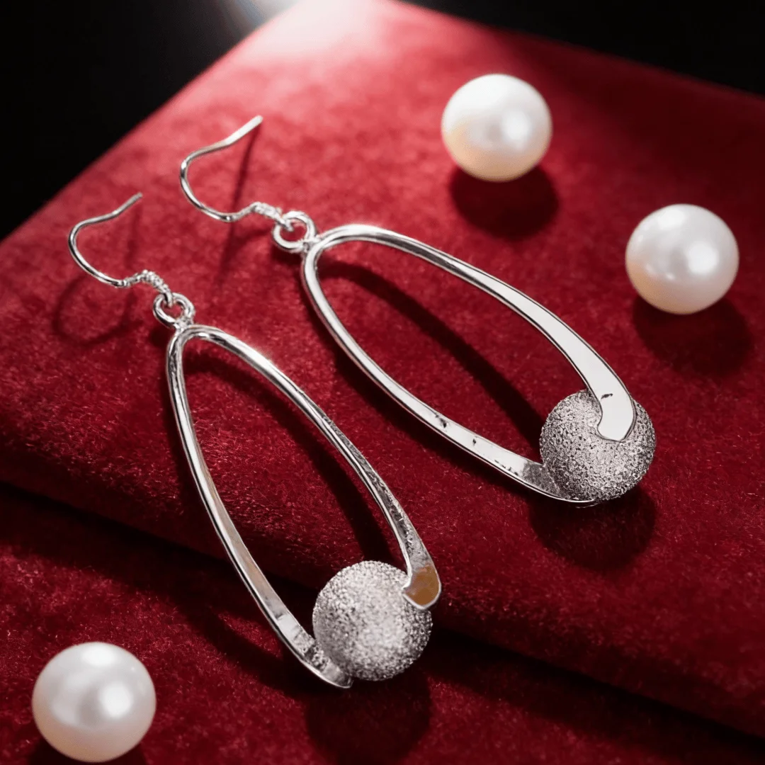 New popular 925 Sterling Silver Precious Frosted beads Earrings for Women Street all-match Jewelry Gifts wedding accessories