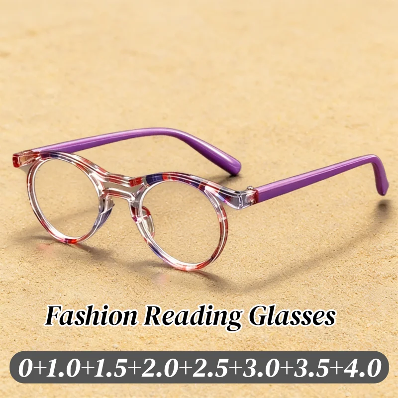 Gafas de lectura coloridas y modernas para mujeres y hombres, gafas ultraligeras con montura redonda para hipermetropía, gafas de doble puente para visión de lejos