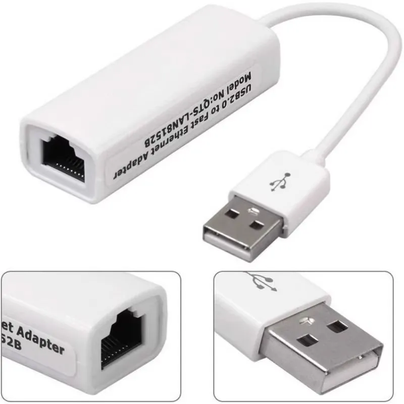 USB Tipo-C para RJ45 Ethernet LAN Adapter, Placa de rede, Cabo Flash, RTL8152B, 100m, USB 2.0