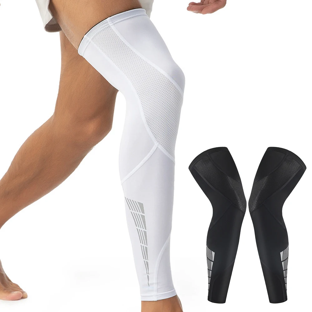 1 Paar Sport-Kompressions-Knie-Ärmel – Kompressionsmanschette für Damen und Herren mit vollem Bein, UV-Beinlinge – Radfahren-Beinstulpen