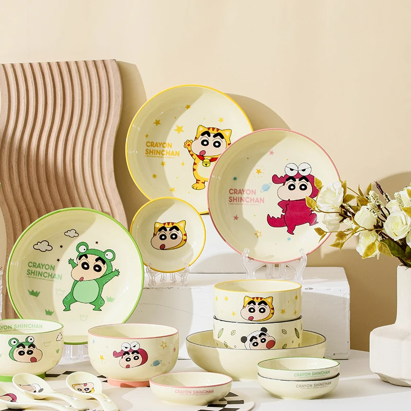 Cute 3.9 Inch/7Inch Cartoon Crayon Shinchan Ceramic Plate Dish Kitchen Tableware Beautiful Plates Dinnerware Child Birthday Gift