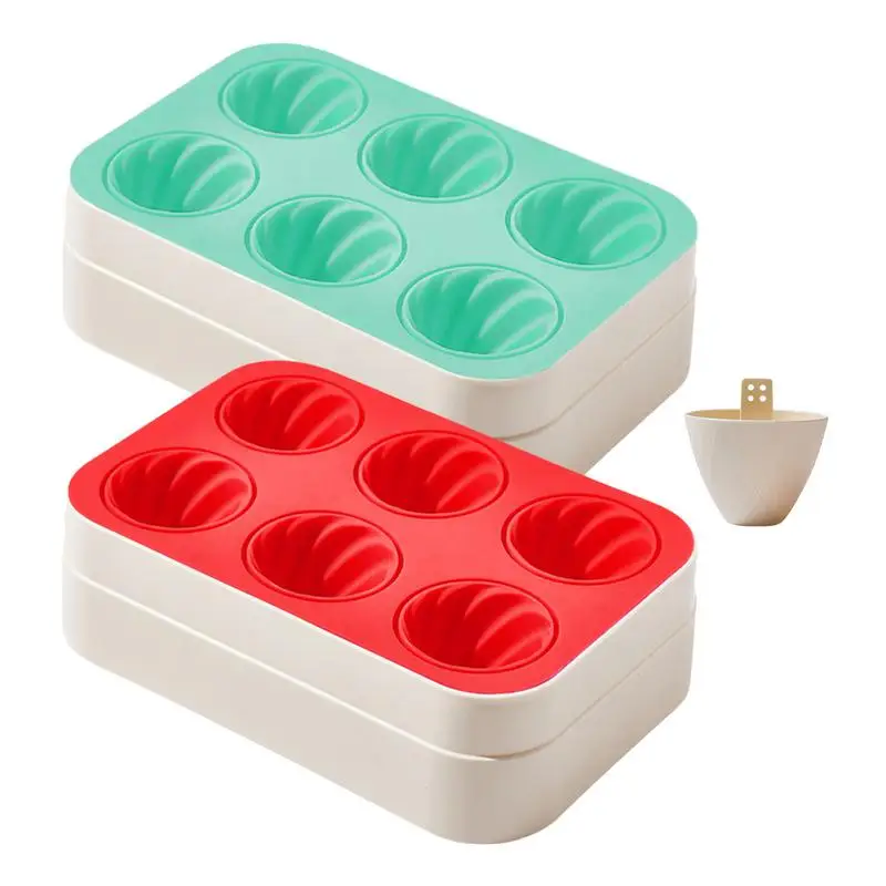 Homemade Popsicle Molds Ice Cream Molds Cute Silicone Ice Pop Molds 6 Cavities Built In Drip Tray Easy Release For Kids Summer