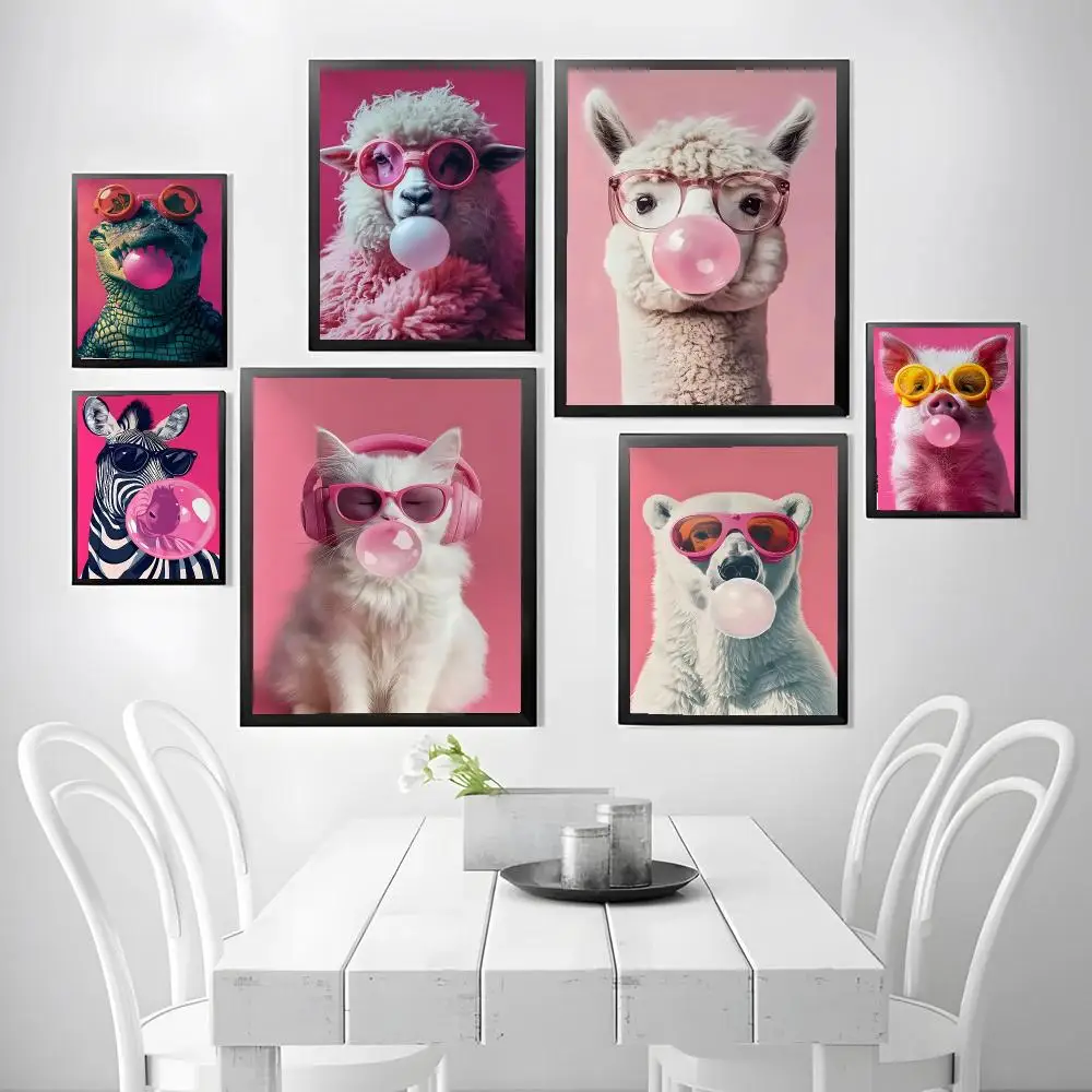Art Animal Bubble Fashion Poster Stickers, suitable for game rooms, bedrooms, corridors, home wall art decor, gifts