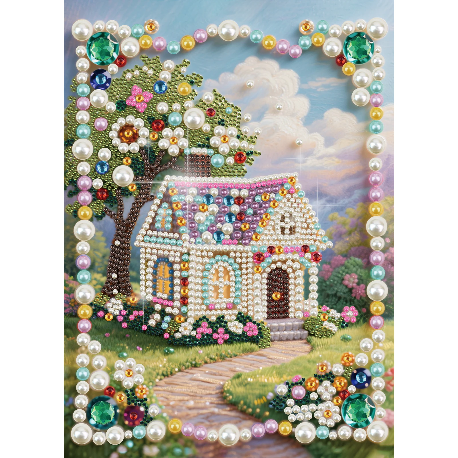 Pearl Diamond Painting Kits for Adult Beginner,Back garden DIY Special Shape Diamond Art Pearl Kit for Wall Decor handmade Gift