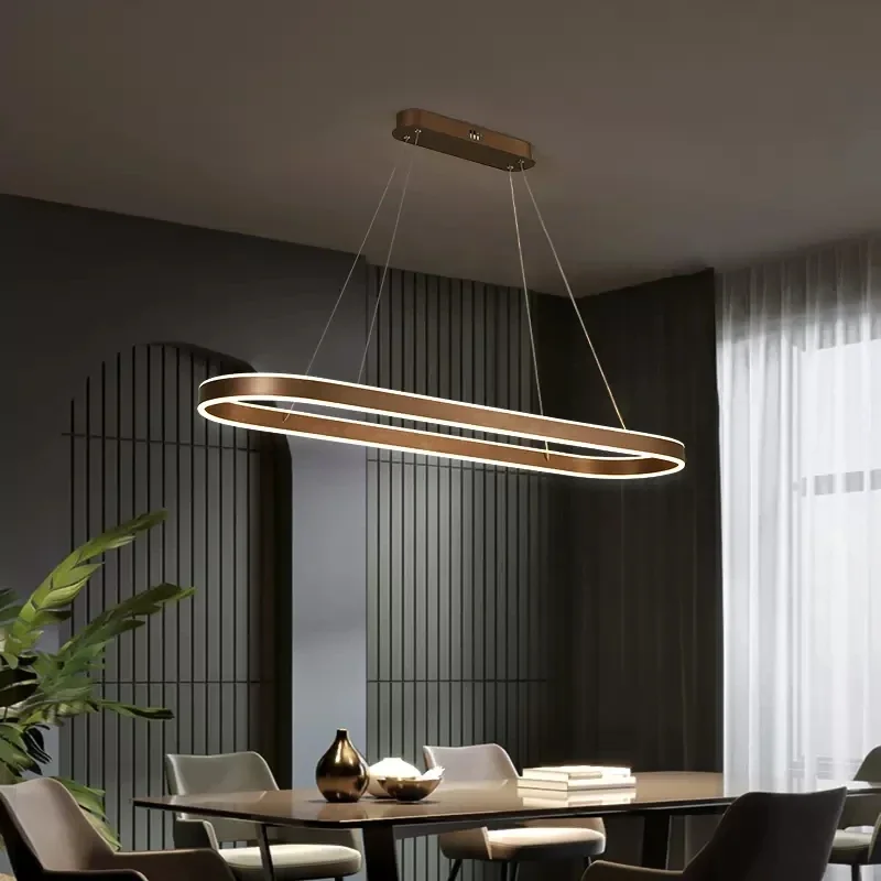 Modern Ring Led Pendant Lamps Dimmable for Kitchen Office Table Dining Room Chandelier Minimalist Decor Lighting Lustres Fixture