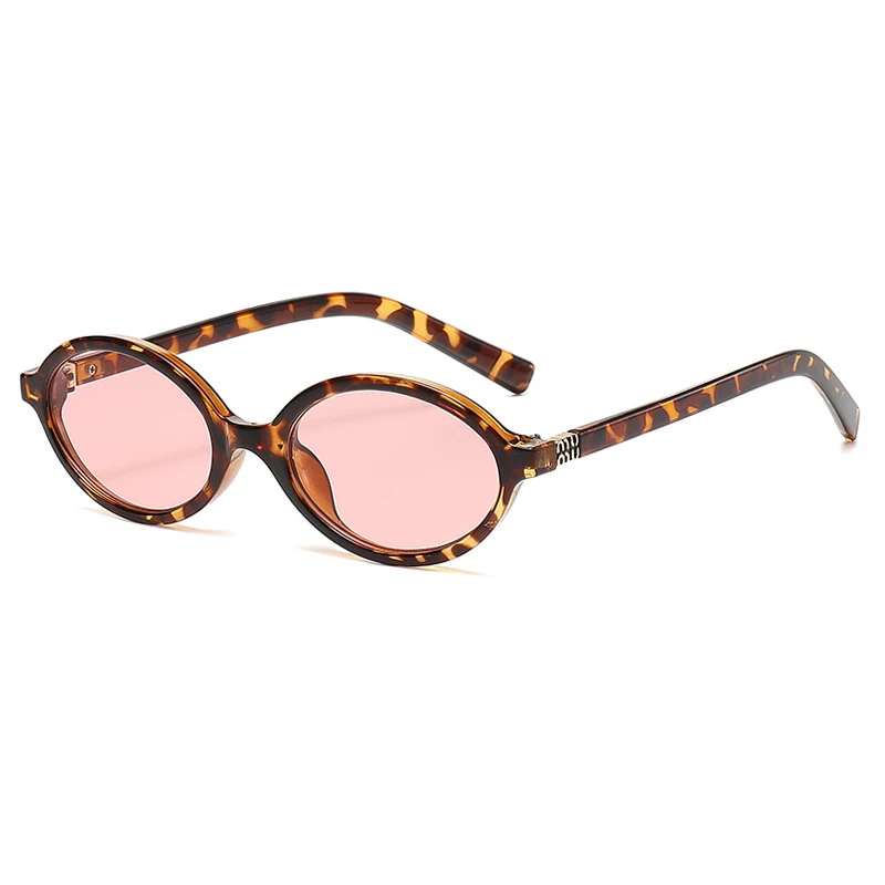 Gafas de sol ovaladas pequeñas para mujer, anteojos de sol femeninos, de estilo Retro, a la moda, con estampado de leopardo, de color marrón, 2024