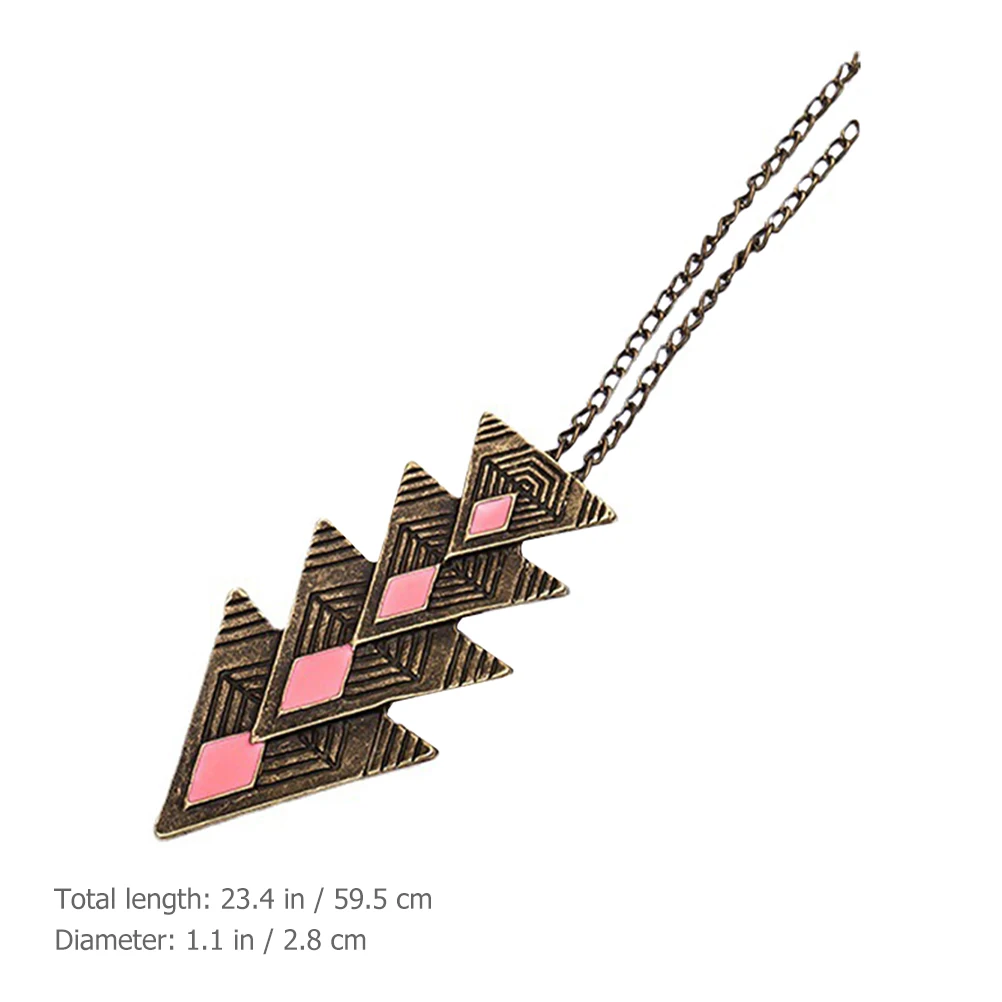 

Retro Long Necklace Ethnic Triangle Pendant Sweater Chain Fashion Jewelry Women Party Family Gathering Retro Style Neck Ornament