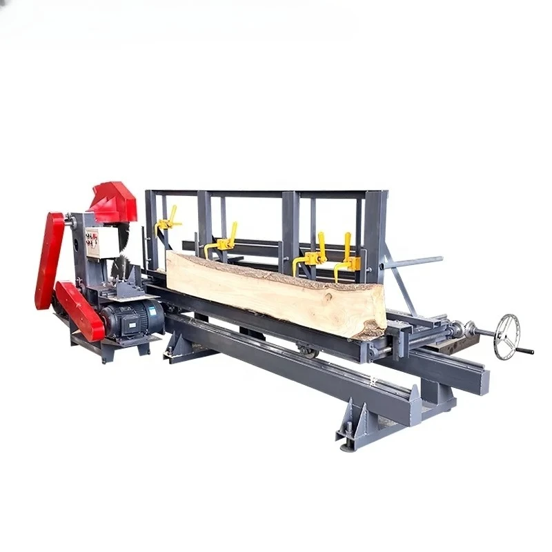 Dual Blade Circular Sawmill with Carriage Round Log Sliding Table Saw Machine