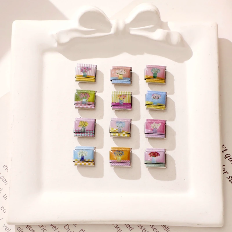 Y2K سحر الباندا الحب البيانو القط كرة القدم الإيطالية سحر الروابط صالح 9 مللي متر سوار الفولاذ المقاوم للصدأ DIY بها بنفسك صنع المجوهرات هدايا عيد الميلاد #2