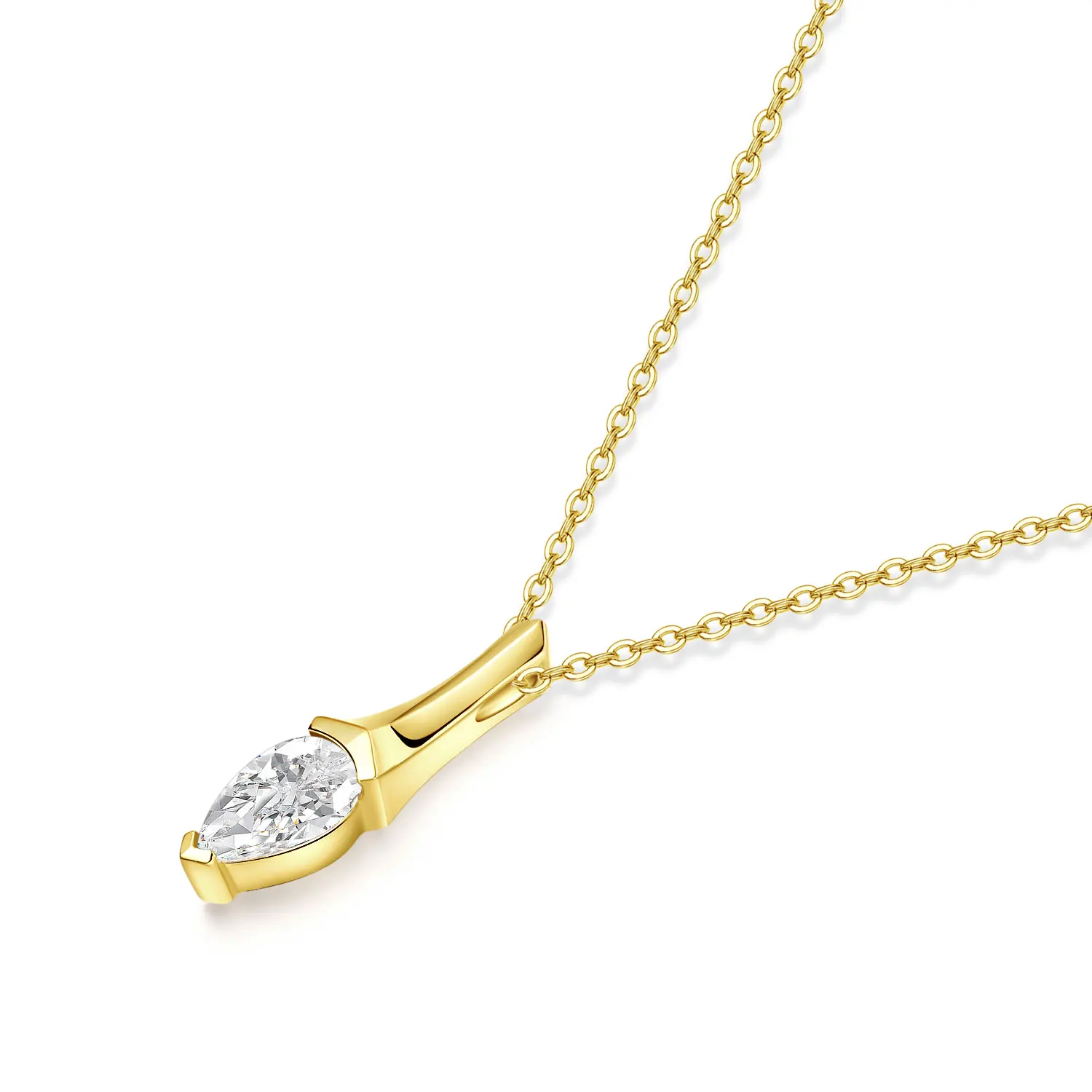 NGIC/NGTC Lab Grow Diamonds Necklace 0.3ct 18K Yellow Gold Necklace For Women Elegant Wedding Jewelry