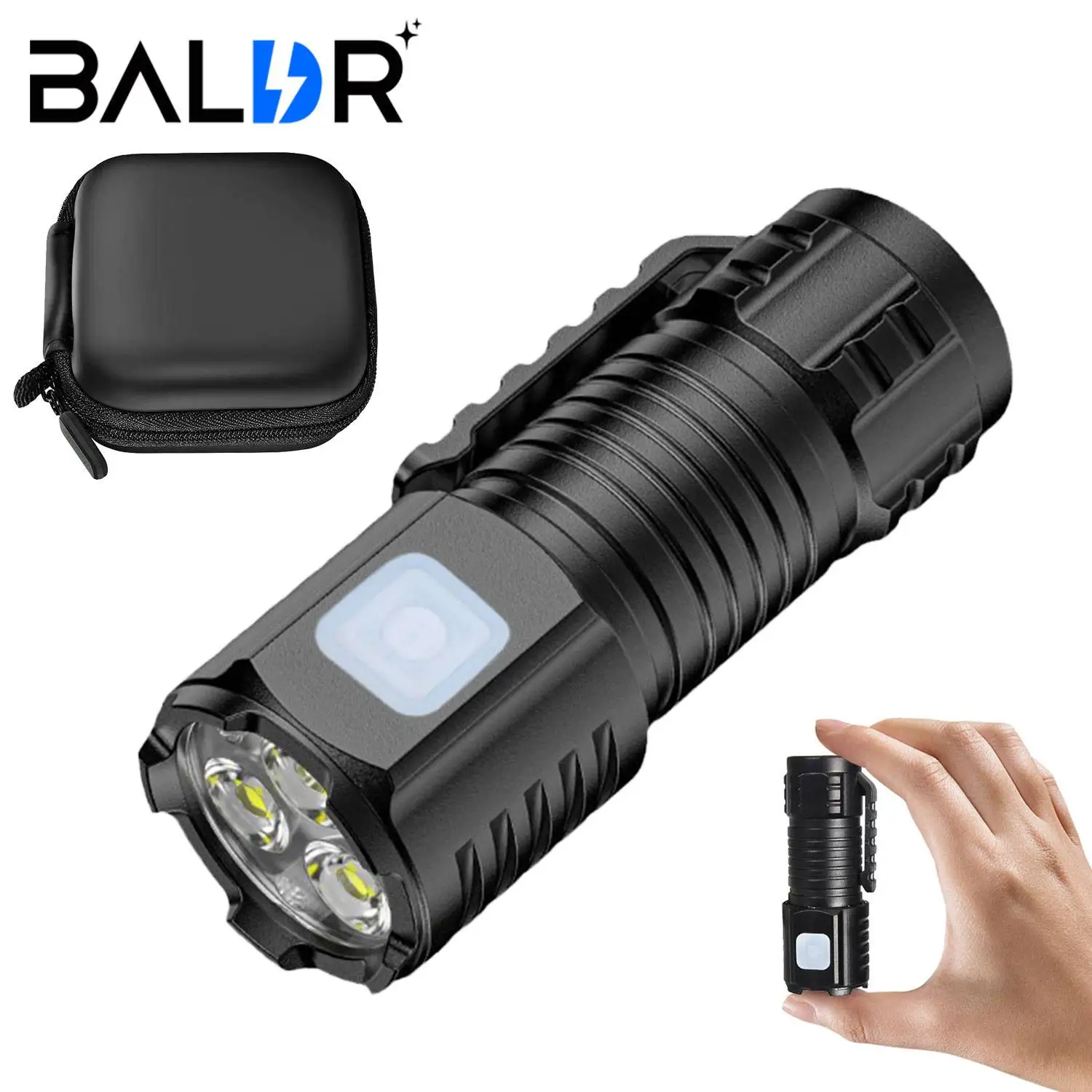 

BALDR LED Flashlights 5 Modes Flashlight with Built-in Rechargeable Battery Portable Pen Clip Torch Pocket Lamp Work Light