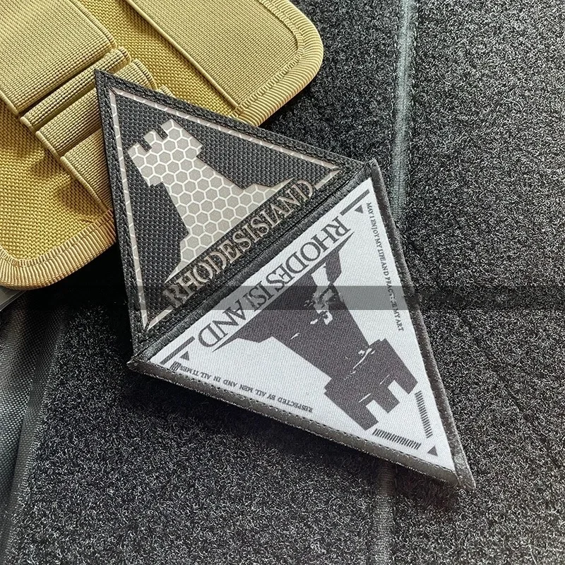 IR Reflective Rhodes Island Morale Badge on Tactical Bag Accessories  Hook&Loop Patch Binary Anime Arknights Emblem for Uniform