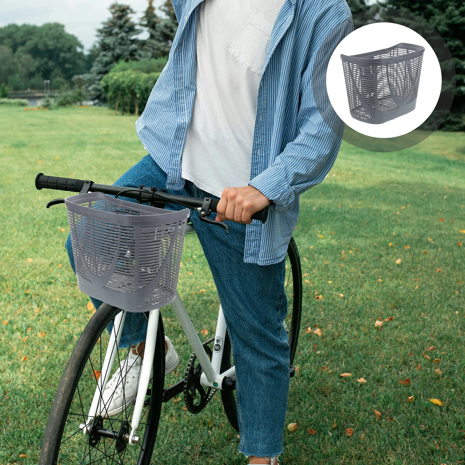 

Stylish Practical Bicycle Basket Front Handlebar Detachable Plastic Carrying Groceries Personal Items Vegetable Sundries Fruit