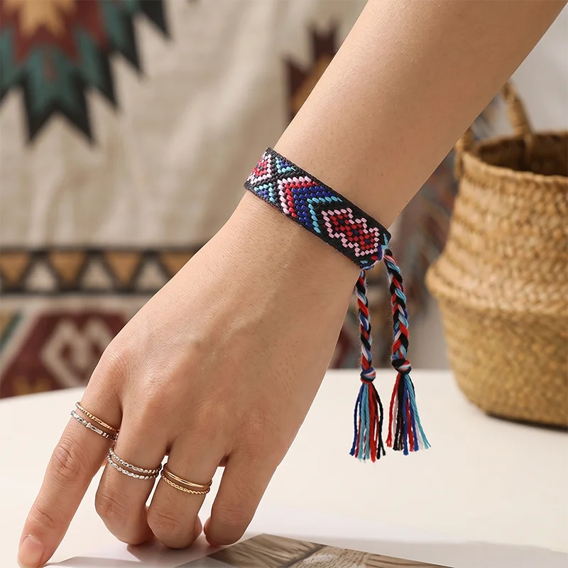 Woven Friendship Bracelets Set Guatemalan Braided Rope Bracelet Pack Adjustable Tassel Boho Summer Beach Surf Jewelry Unisex
