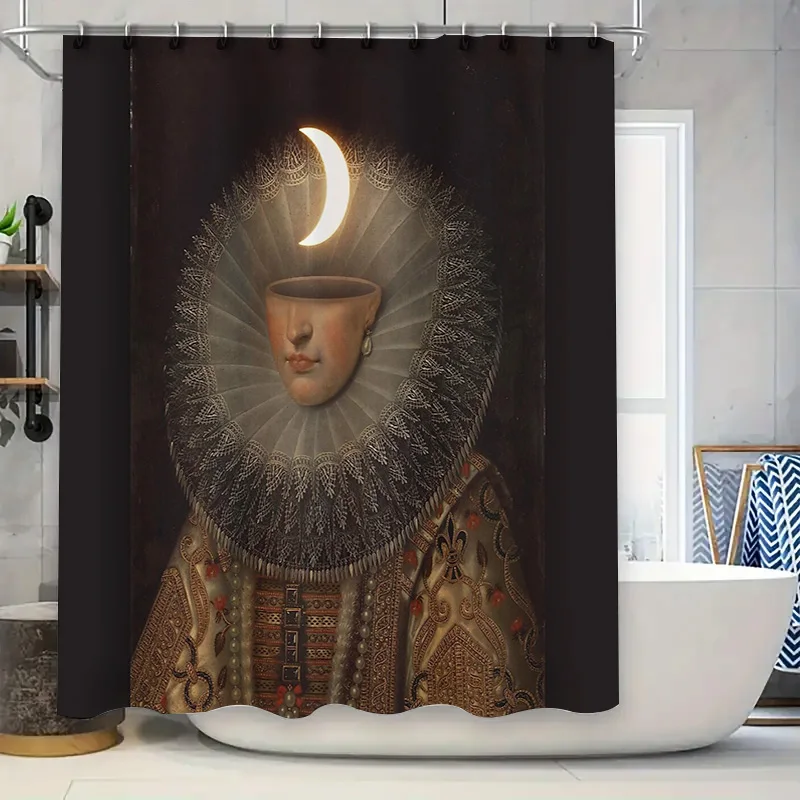 

Vintage Portrait Shower Curtain Gothic Renaissance Art Bathroom Decor Tapestry Backdrop Unique Home Textile Halloween Party