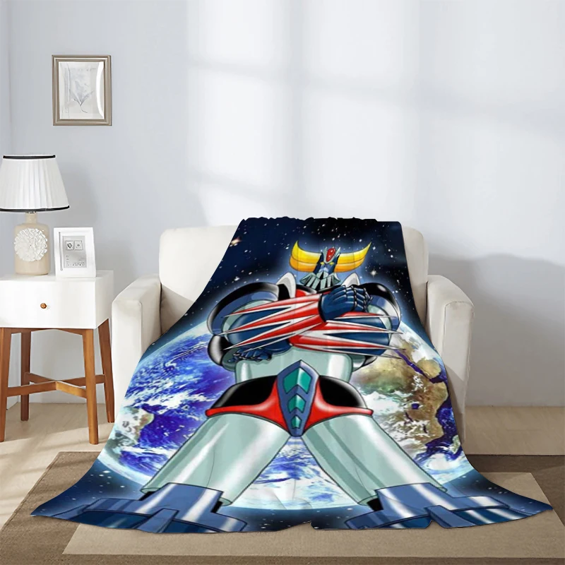 

Ufo Robot Grendizer Blanket for Sofa Blankets Cartoon Goldorak Microfiber Bedding Knee Winter Warm Fleece Fluffy Soft Nap Thick