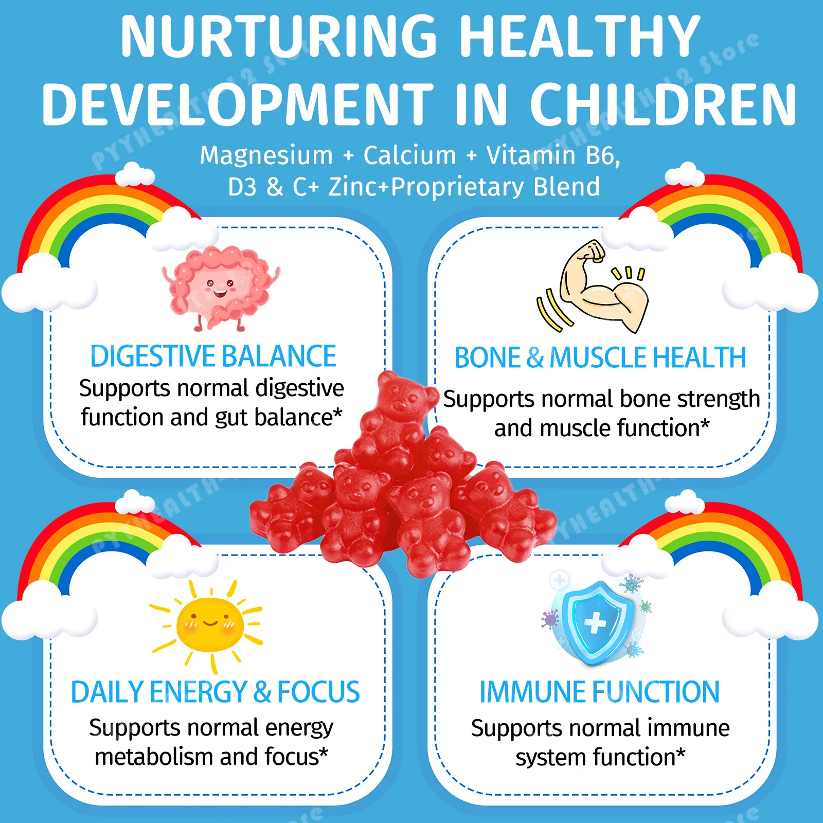 Zeolite Detox Gummies for Kids & Adults with Omega‑3 & Magnesium, Mixed Berry Chewable Supplement for Daily Detox, 60 Count