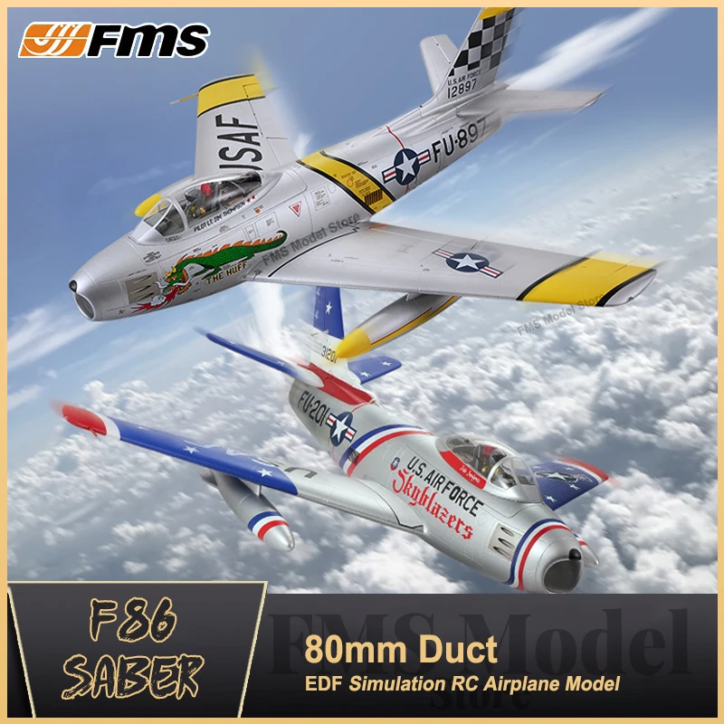 New FMS 80mm Culvert F86 Saber Simulation Fighter Remote Control Fixed Wing Electric Assembly Performance EDF Model RC Airplane