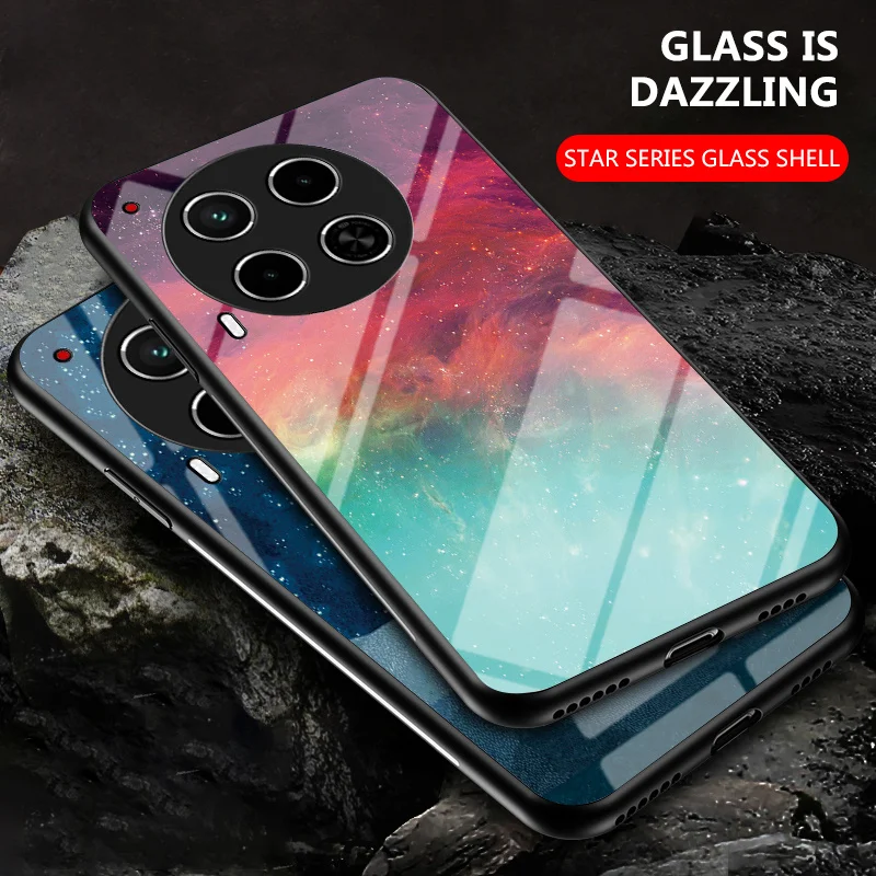 Tecno Camon 30 CL6 CL6k Case Starry Grain Tempered Glass Hard Back Cover Phone Case Silicone Bumper for Tecno Camon 30 Camon30