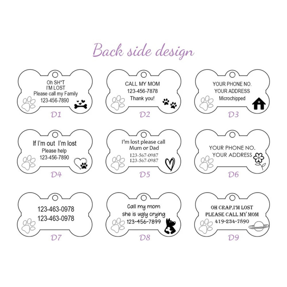 Personalized Customized Cute Pet Name Tag Stainless Steel Pet Cat And Dog Name Card Pet Collar Pendant Name Tag view 4