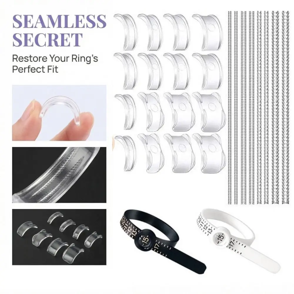 15/26Pcs Invisible Design Ring Size Adjusters Silicone Transparent Ring Spacers 8 Sizes No Resizing Needed Ring Tighteners