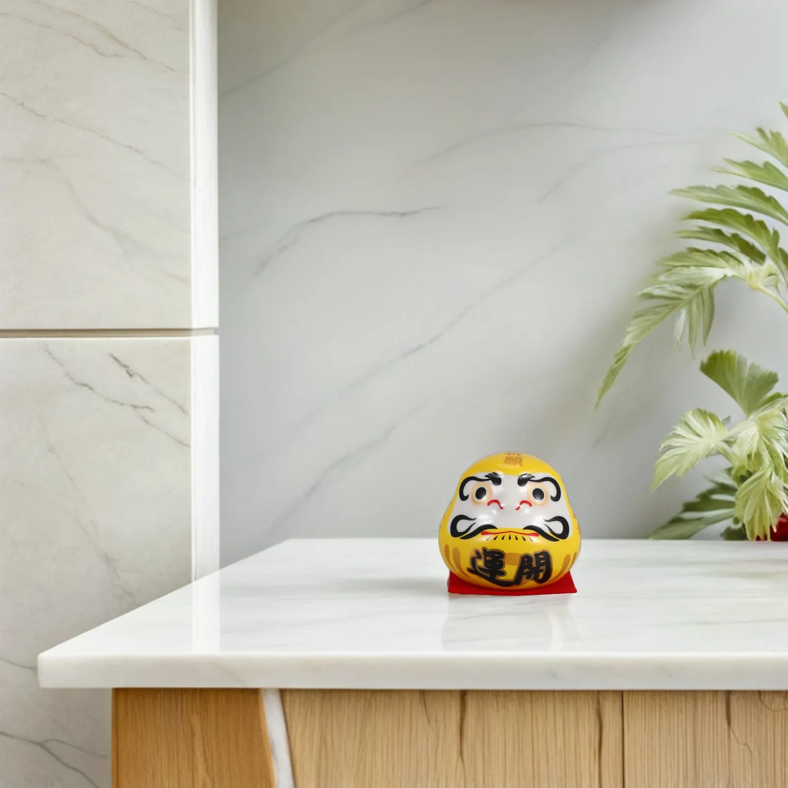 Ceramic Lucky Cat Ornament, Japanese Wobbling Fortune Cat for Home Office Decor, Good Luck Wealth Miniature