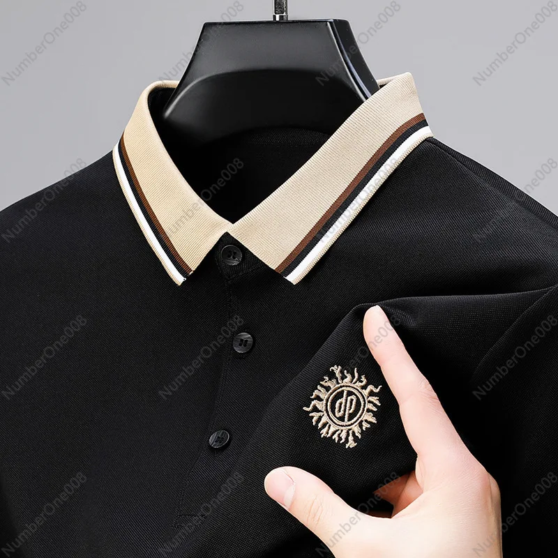 High-end Polo Shirt Men's Short-sleeved T-shirt Summer Business Lapel Sun Picture Embroidery Middle-aged Men's Half-sleeved Top