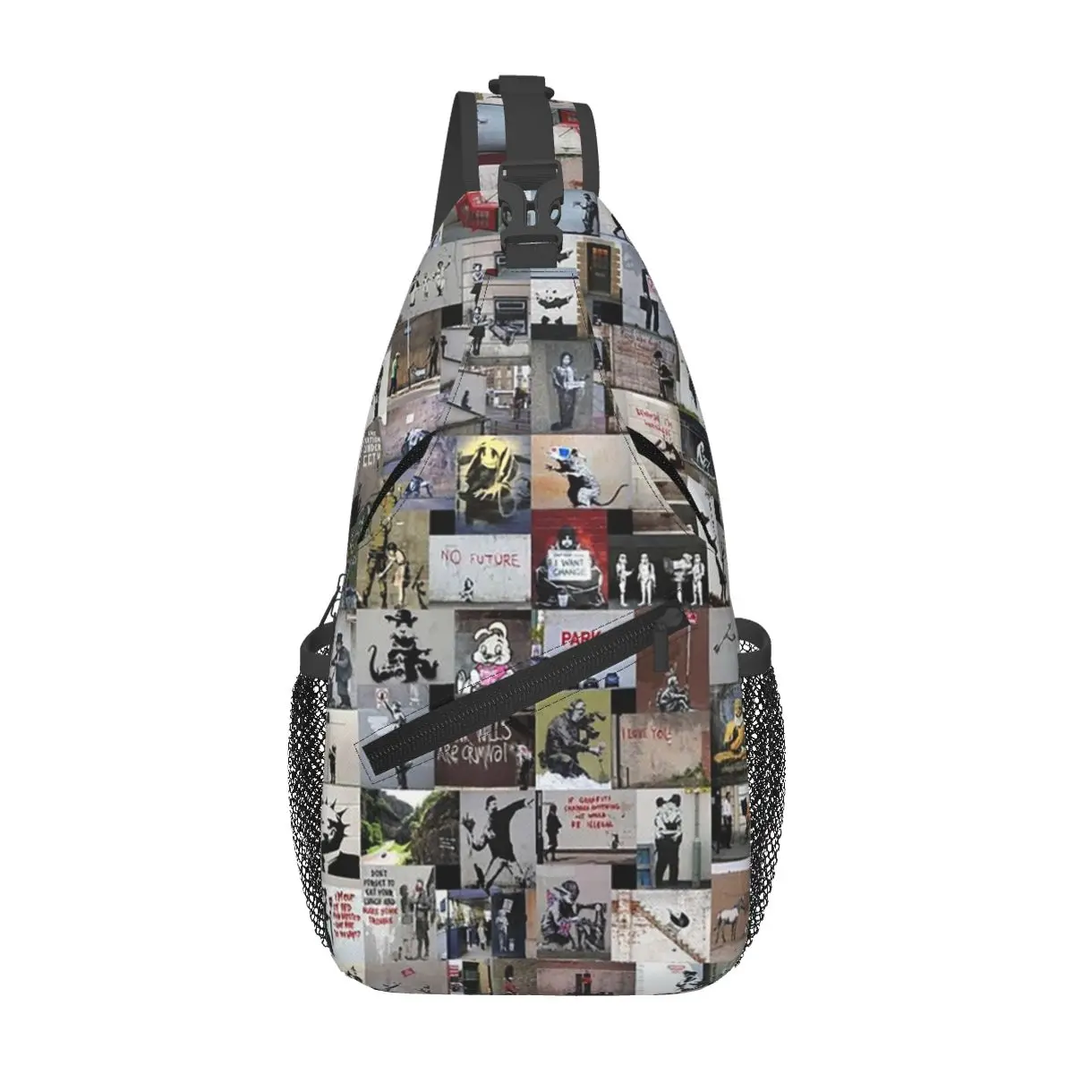 Banksy Chest Bag Men Sling Crossbody Backpack Chest Bag Traveling Hiking Daypack Shoulder Bag