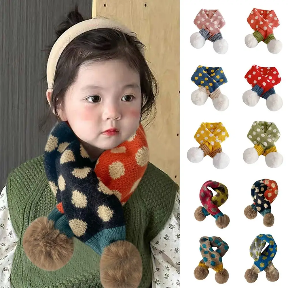 Neckerchief Thickening Thermal Neck Warmer Windproof Snap Fastener Boys Girls Knitting Scarf Cross Scarf Autumn Winter