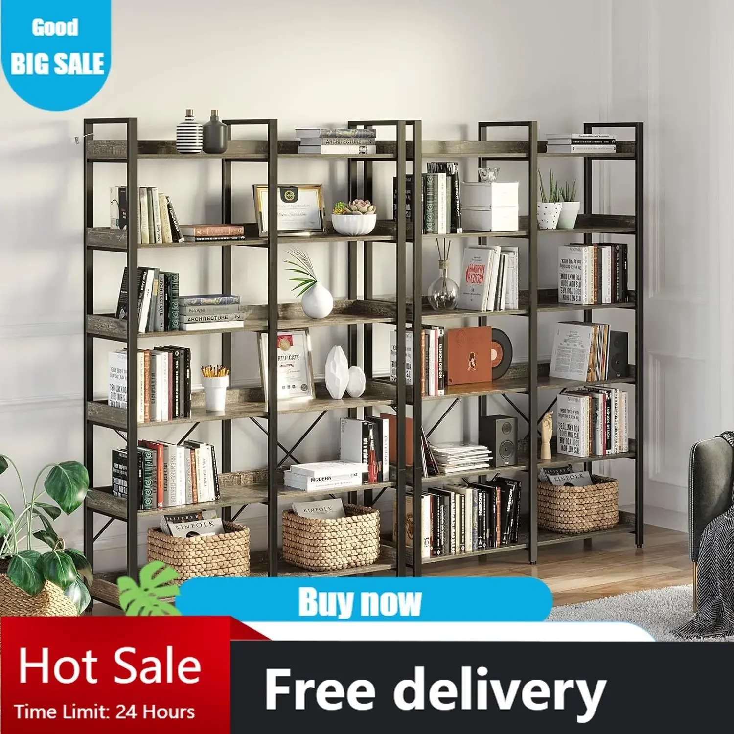 

Бестселлер: Идеально организованная книжная полка на 6 полок с 4 крючками, 67-дюймовый деревянный книжный шкаф в индустриальном стиле, винтажный стеллаж для хранения R