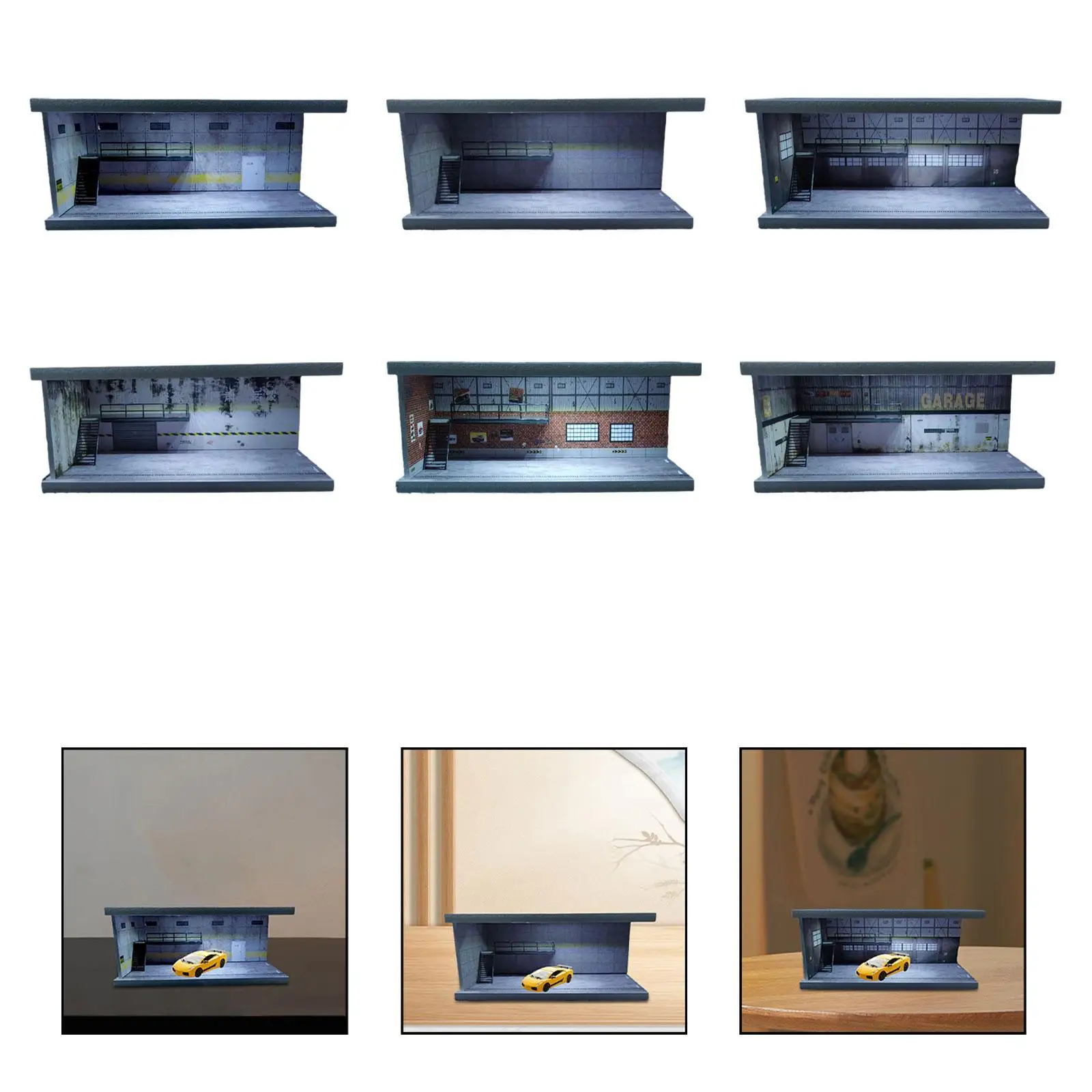 

1/64 Parking Lot Display Case with Light Dustproof Container Realistic Collection Acrylic Layout Diecast Car Garage Home Decor
