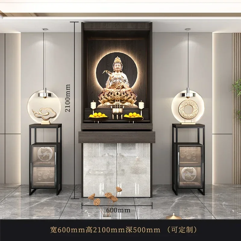 Modern Light Luxury Altar Home God Cabinet Buddha Niche with Door Avalokitesvara Worship Cabinet Bodhisattva Cabinet