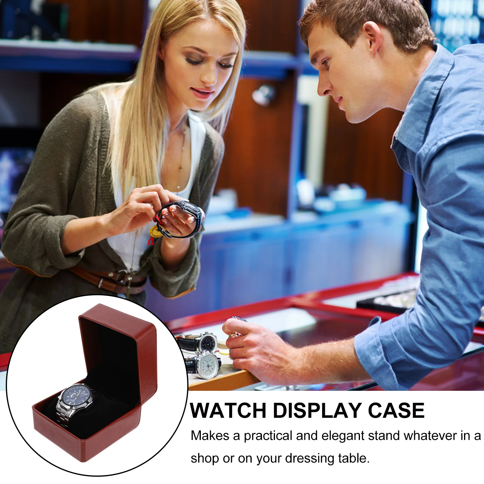 

2 pcs Storage Boxes Watch Display Case Pu Multi-Function Watch Organizer For Jewelry Watches Display Case Gift Box