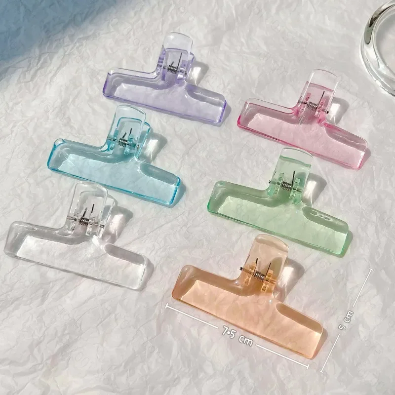 Transparent Clip Stationery Folder Student Office Long Tail Ticket Clip Acrylic Holder 24Pcs