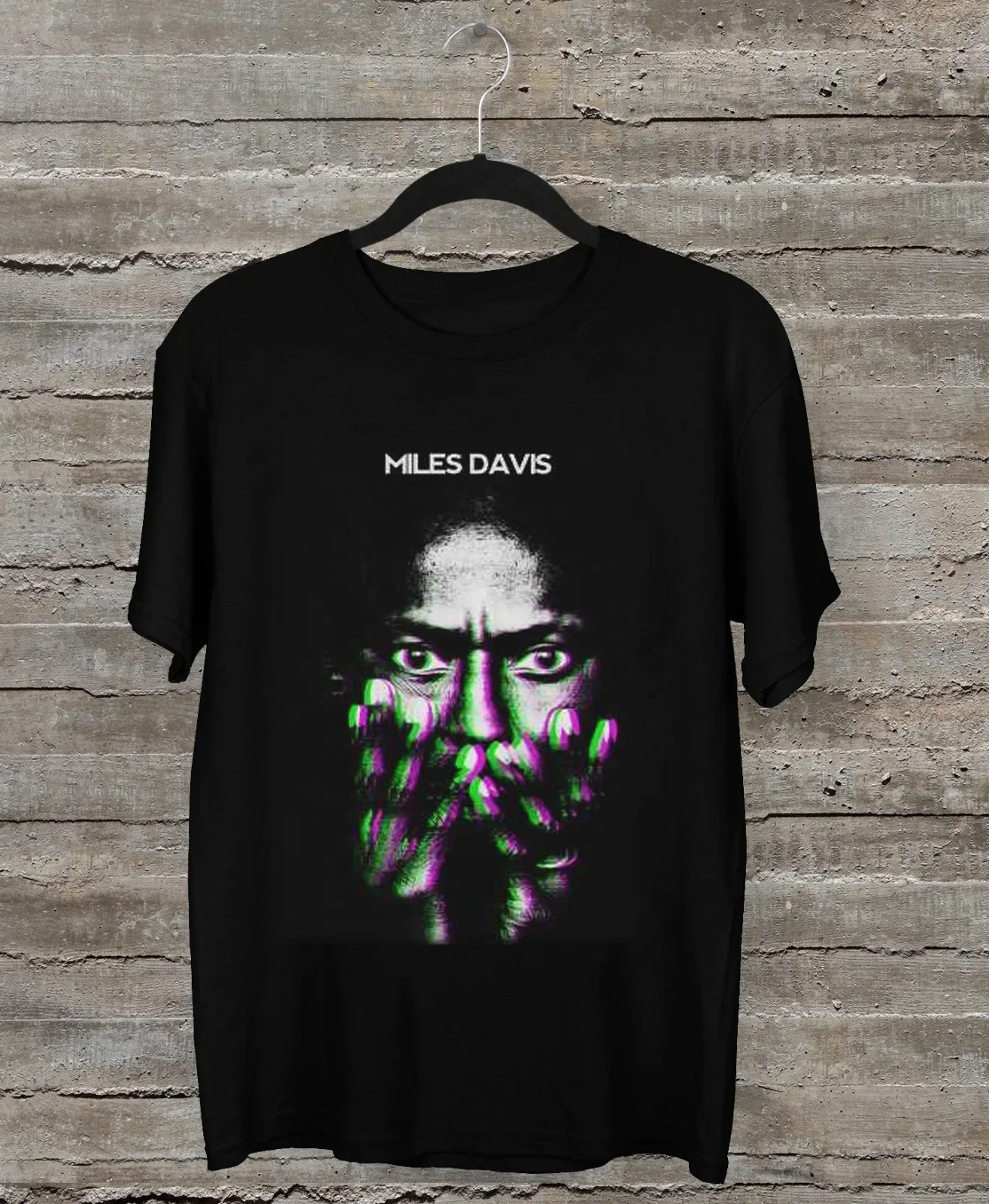 Miles Davis - Face Short Sleeve Cotton Black Unisex All Size T-Shirt