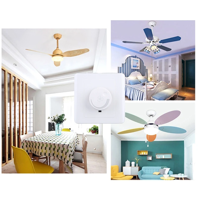 2023 New 86 Type Ceiling Fan Adjustment Stepless Speed Controller Wall 220V 10A for 15-300W Dimmer