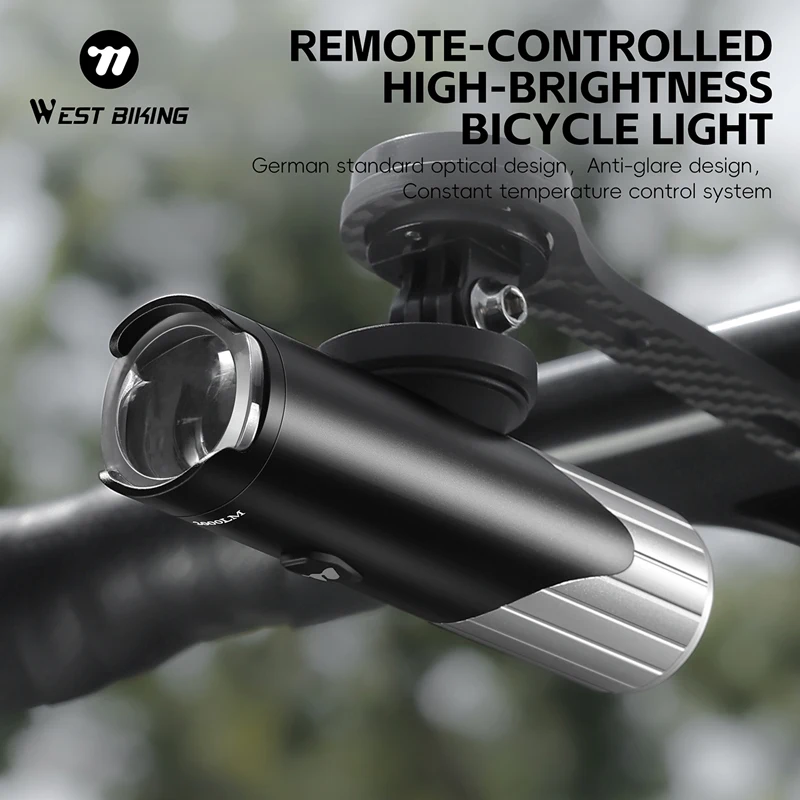 غرب ركوب الدراجات الدراجة الجبهة ضوء ضوء IP66 غير نافذ للمطر 1300/1600/2000LM الدراجات العلوي نوع-C شحن مصباح يدوي إضاءة دراجة هوائية