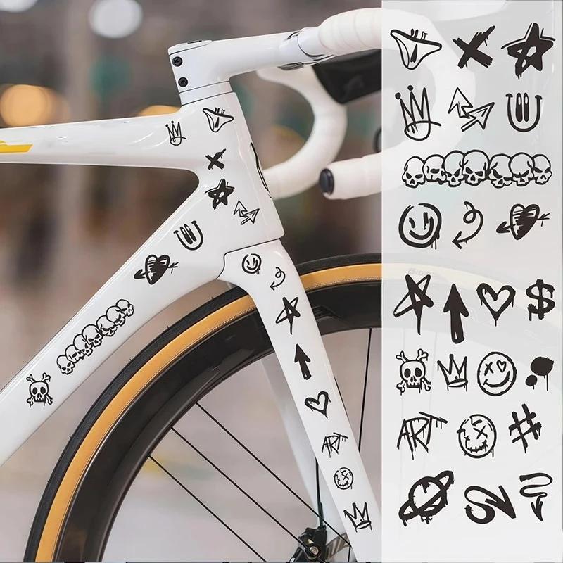 Cartoon-Graffiti-Fahrradaufkleber für Fahrradrahmen Oberrohr DIY Reflektierende Wasserdichte Fahrrad-Aufkleber Rennrad-Rahmenaufkleber – Detail 8
