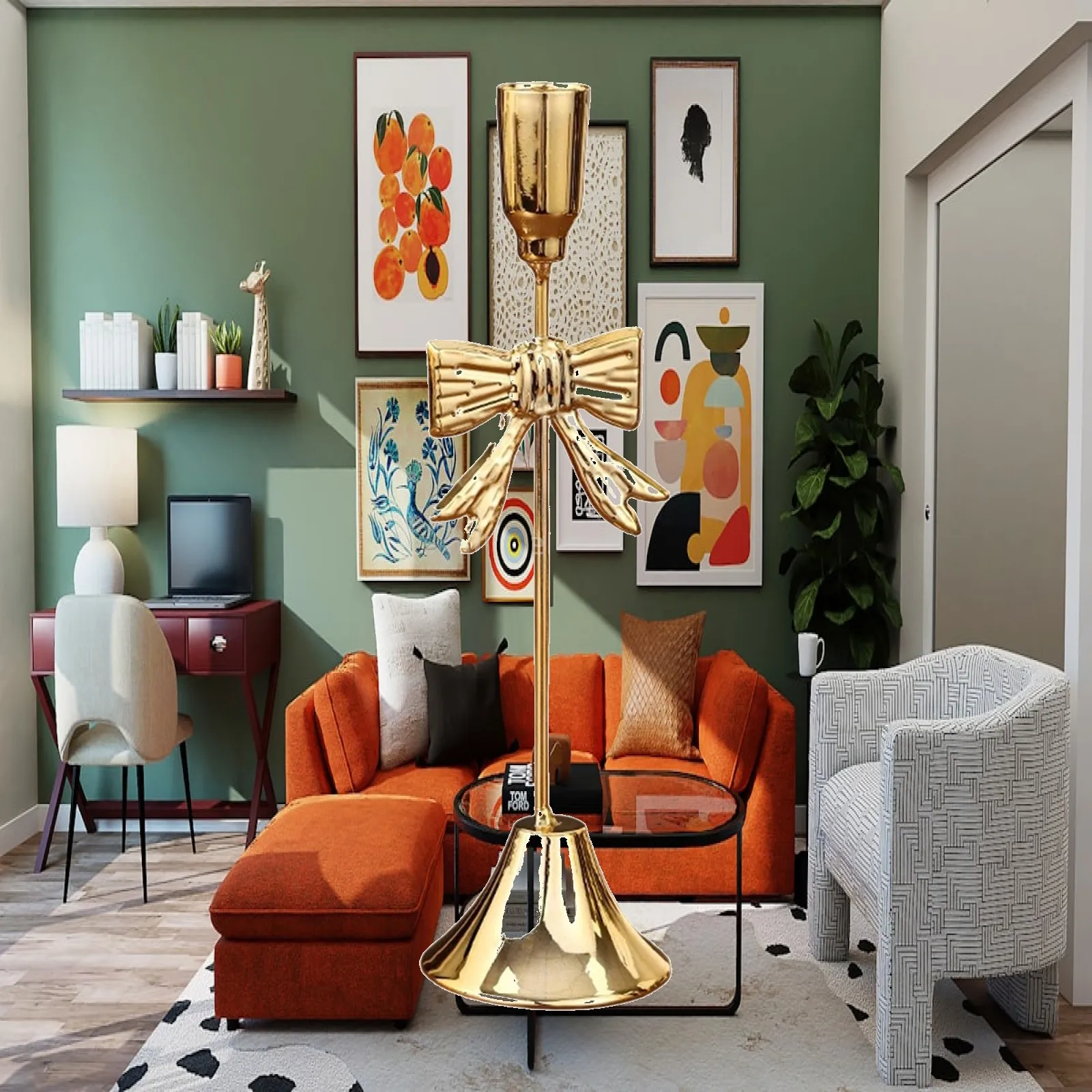 Bow Design Metal Candle Holder Iron Candlestick Table Central Decor for Anniversary Wedding Home Decoration