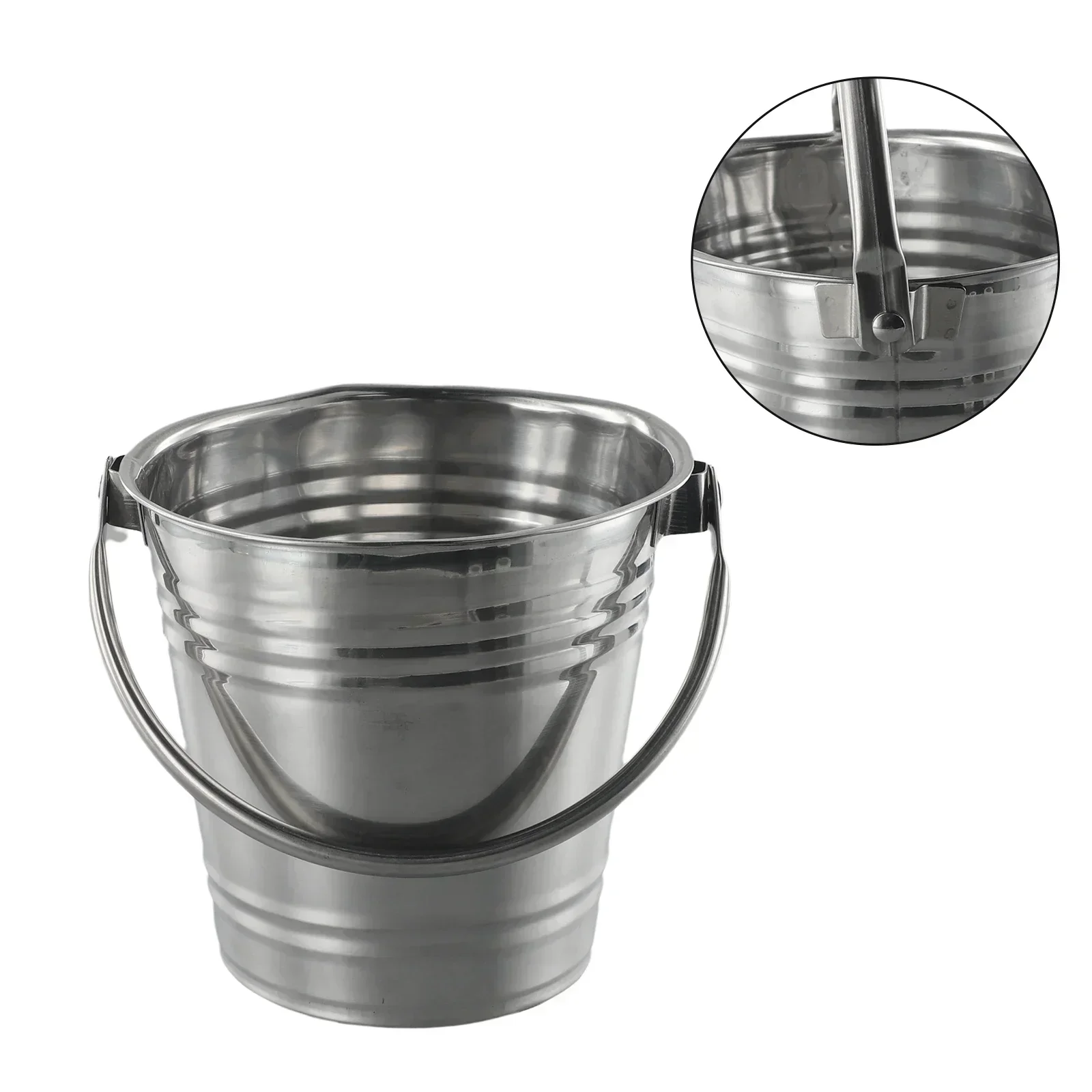 Wine Coolers Ice Bucket With Handle 1.5L Comfortable Cooler Ice Bucket Ice Chiller Portable Silver Stainless Steel