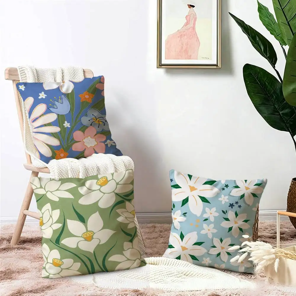 Flower Market Daisy Lucky Dragon pillow cover sofa cushion cover home room decoration children gift