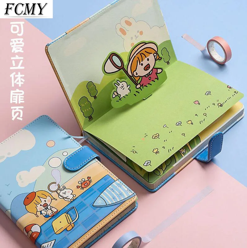 DIY Portable Small Cute Notebook Kawaii Note Books for Mini School Stationery Supply Handbook Painting Recording Magnetic Buckle