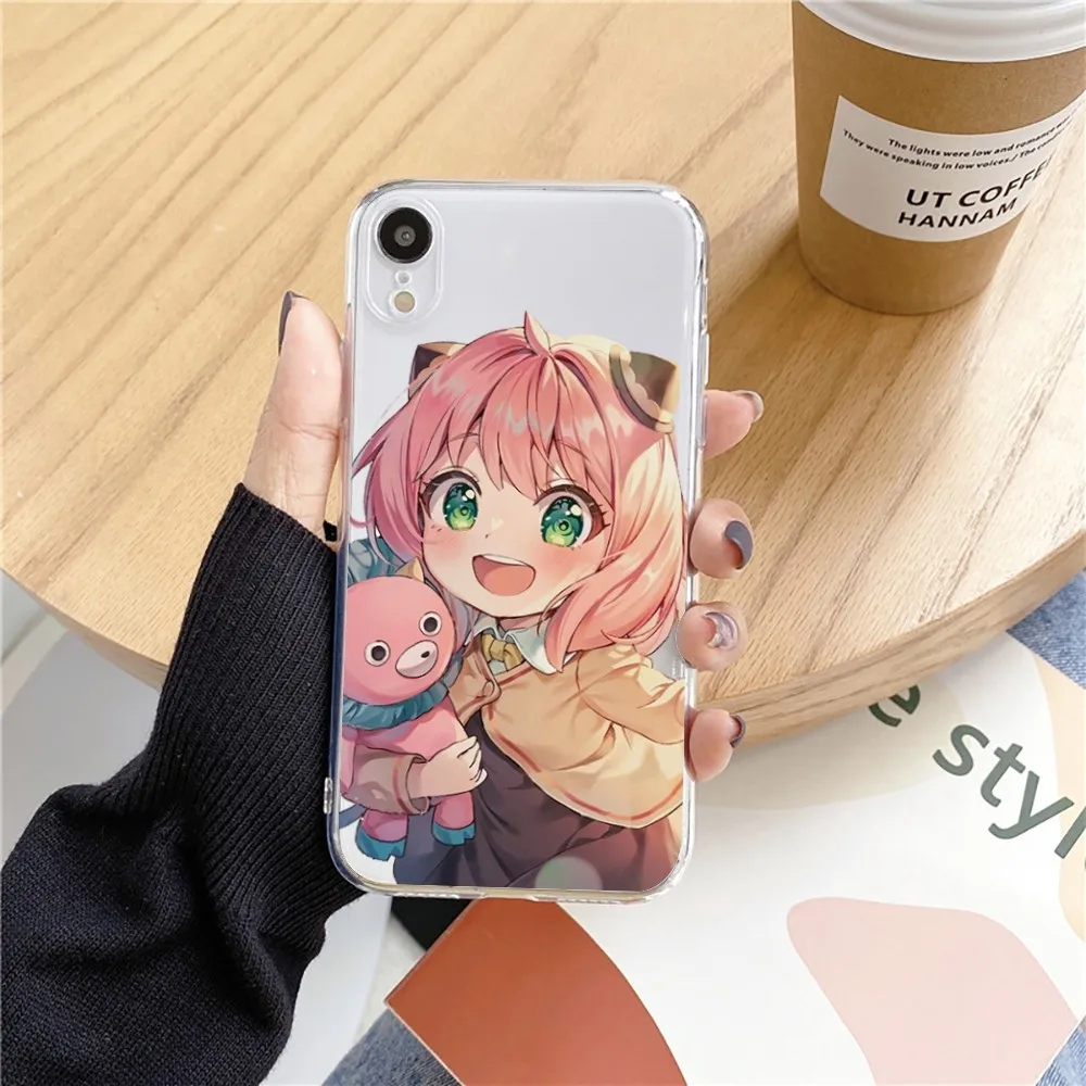 Чехол для телефона Anime Spy X Family Anya для Iphone 15 11 13 14 Pro Max 7 8 Plus X Xr Xs Max Se2020 12 mini, прозрачный чехол