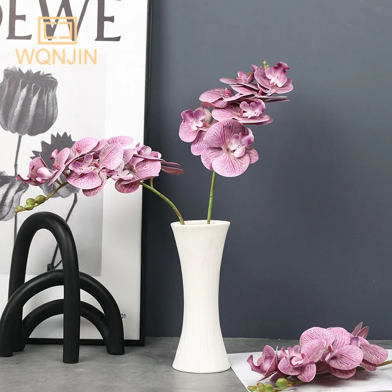 جديد طويل فرع 60 سنتيمتر اللمس محاكاة فالاينوبسيس السحلية الفاخرة المنزل التنسيب الاصطناعي زهرة الزفاف محاكاة زهرة