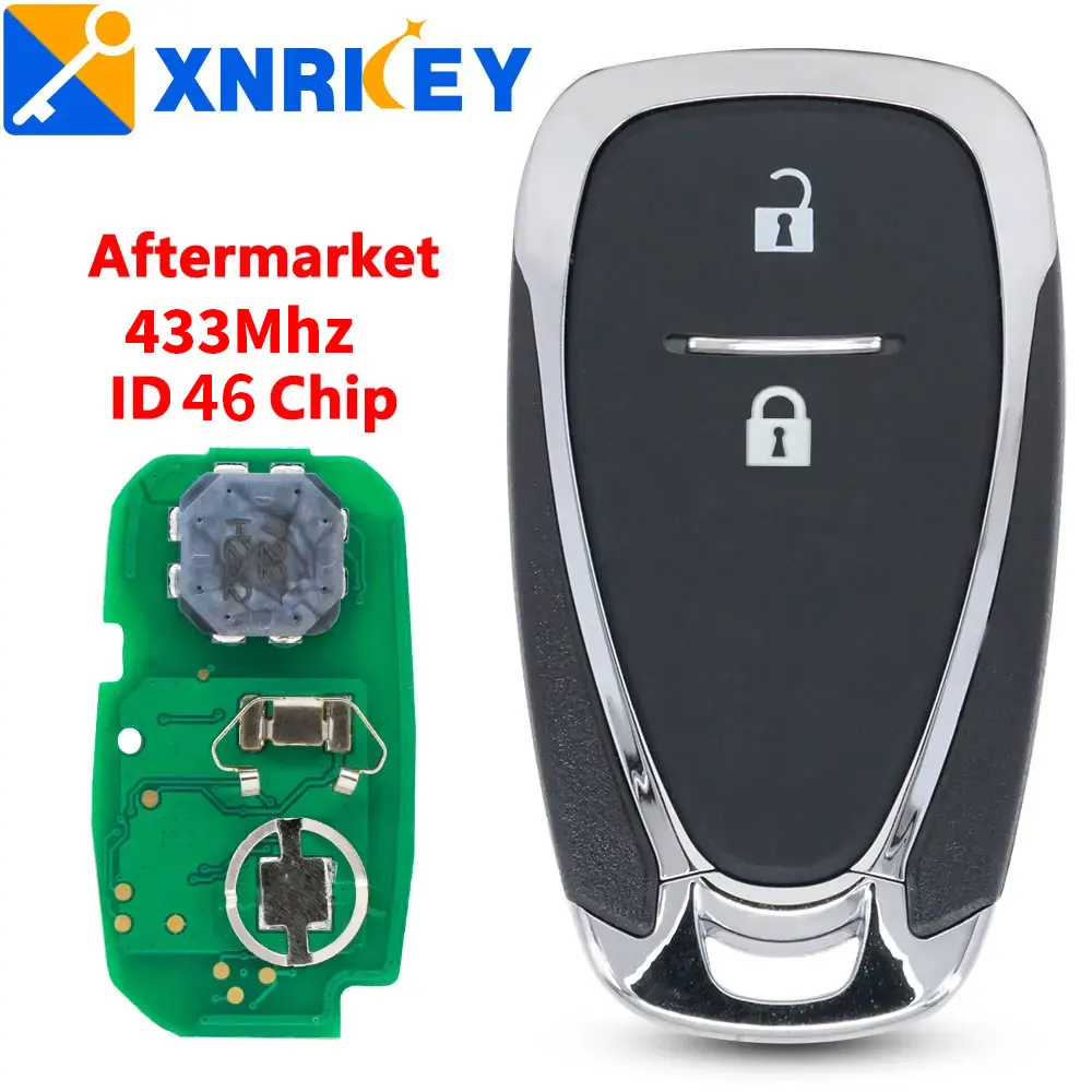 XNRKEY Aftermarket 2 przyciski inteligentny zdalny klucz samochodowy ID46Chip 433Mhz dla Chevrolet Tracker Orlando JM Trax klucz z logo otwór bez