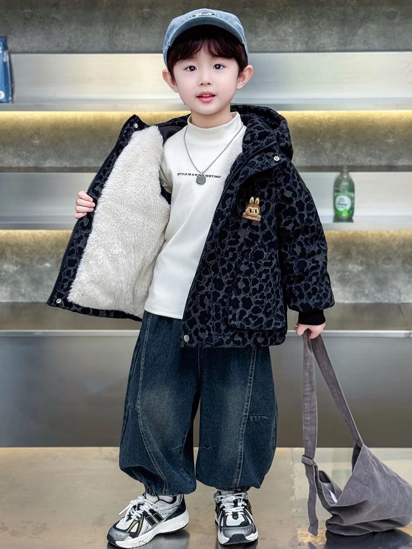 

Утепленная флисовая парка для мальчиков, детская зимняя хлопковая куртка с подкладкой из кроличьего меха, домашняя одежда для малышей
