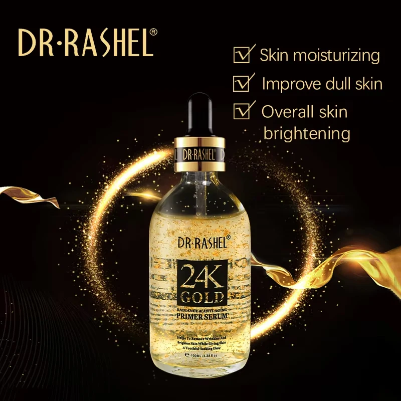 DR RASHEL Moisturizing Brightening Face Serum 24K Gold Radiance Anti Aging Primer Serum