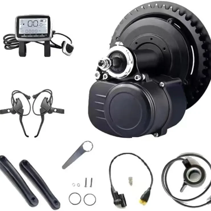 TSDZ2B Mid Drive E-Bike Kit 48V 500W TongSheng VLCD5 Display 42T Crank Torque Sensor Dual Sensor 68mm-73mm Bottom Bracket