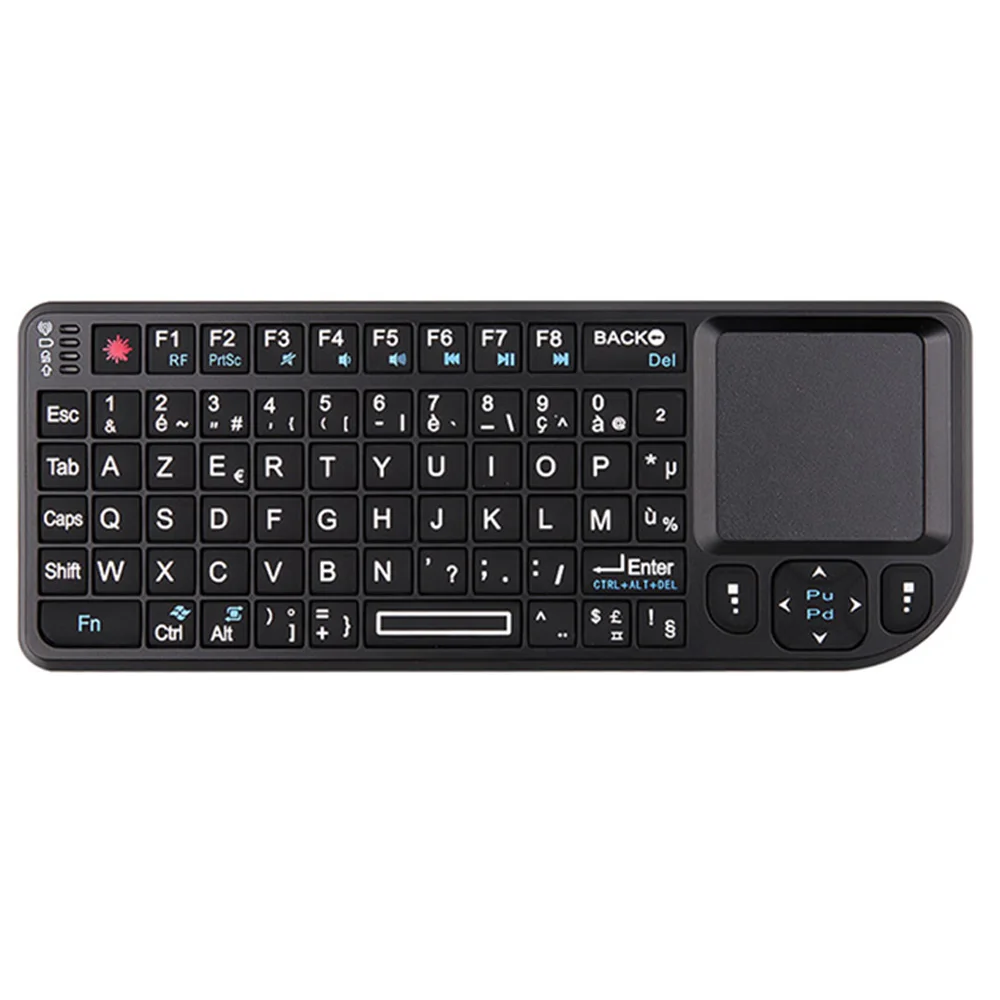 MRSVI A8 Mini Draadloos Toetsenbord 2.4G 7-kleuren Backlit Touchpad Air Mouse Met Infrarood Indicator voor Android TV Box PC, Kantoor