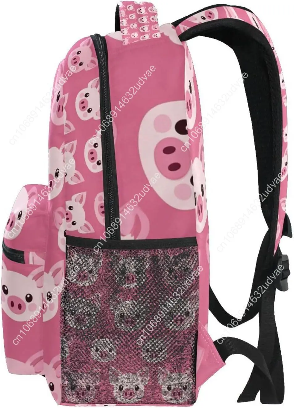 Pink Cartoon Pig Face Laptop Backpack Shoulder School Bag For Girls, Animal Water Resistant College Travel Computer Notebooks Co